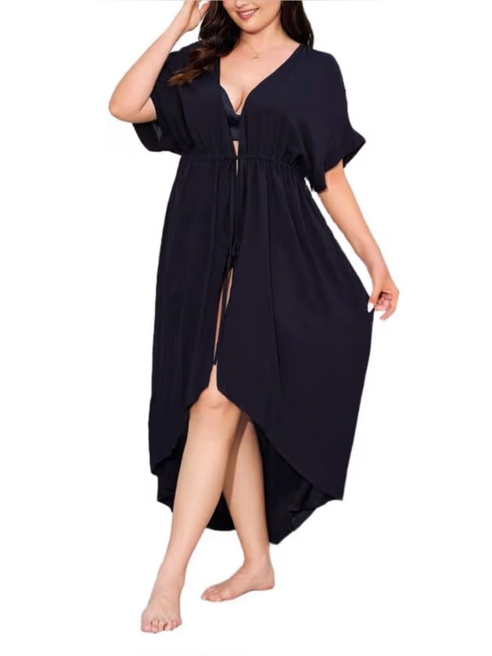 IN'VOLAND Women's Plus Size Swimsuit Cover Up Short Sleeve Bathing Suit Cover
